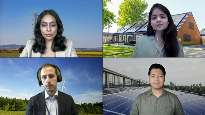 Clockwise from the top left: Dr. Sweta Chakraborty, Host; Mahak Agrawal, Board Member, ITACUS; Hikaru Hayakawa, Executive Director, Climate Cardinals; Marco Gervasi, Youth Ambassador, European Climate, Infrastructure & Environment Executive Agency