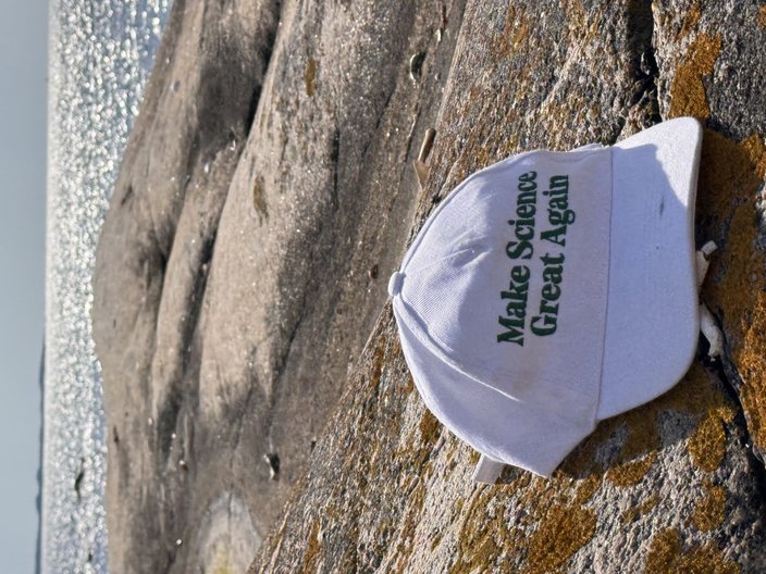 Photo of the Make Science Great Again cap taken in Kosterhavet National Park — Sweden’s first marine national park.