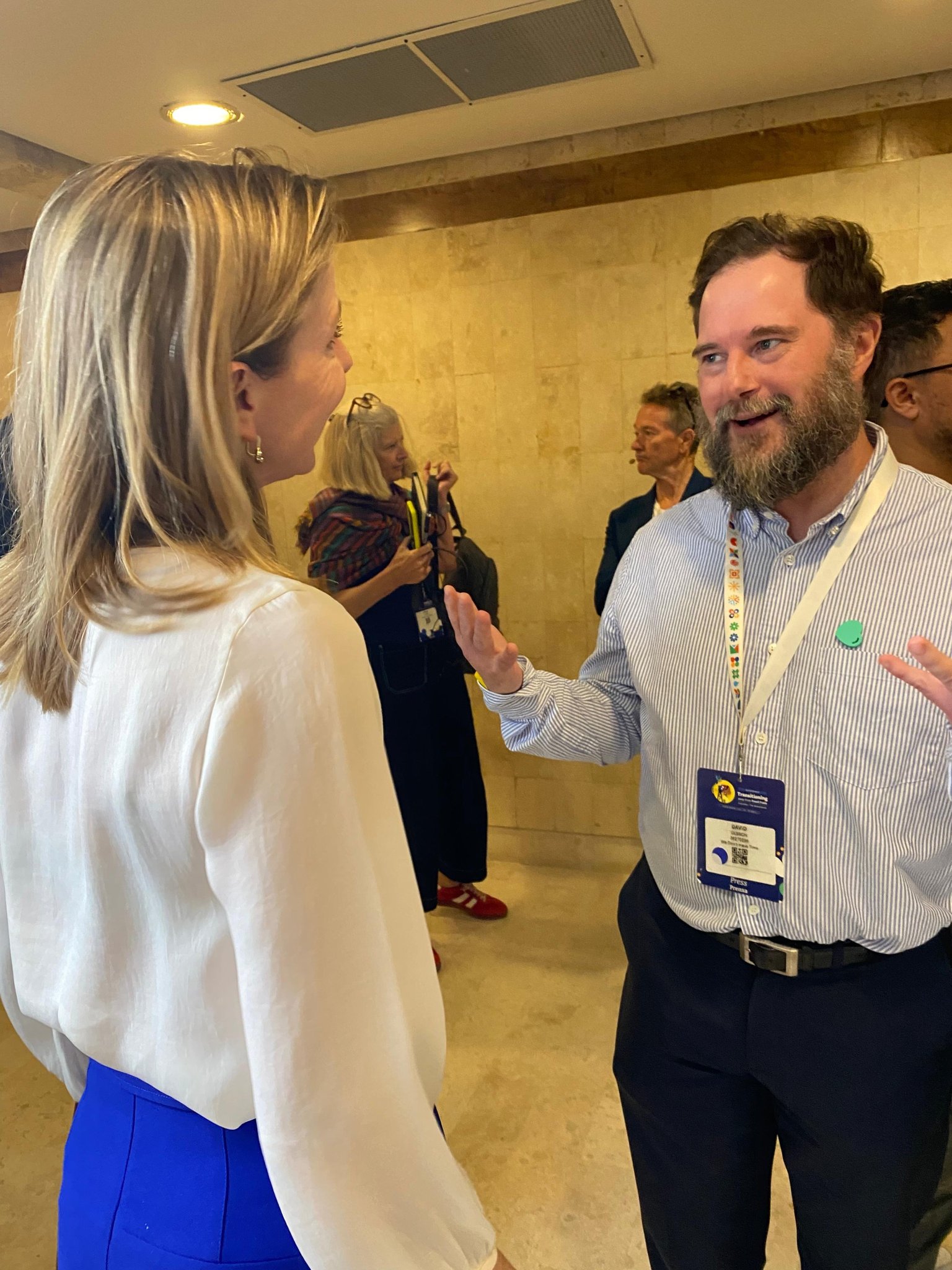 Stientje van Veldhoven, Environment Minister of the Netherlands, speaks with David Olsson, Co-founder and COO of We Don’t Have Time.