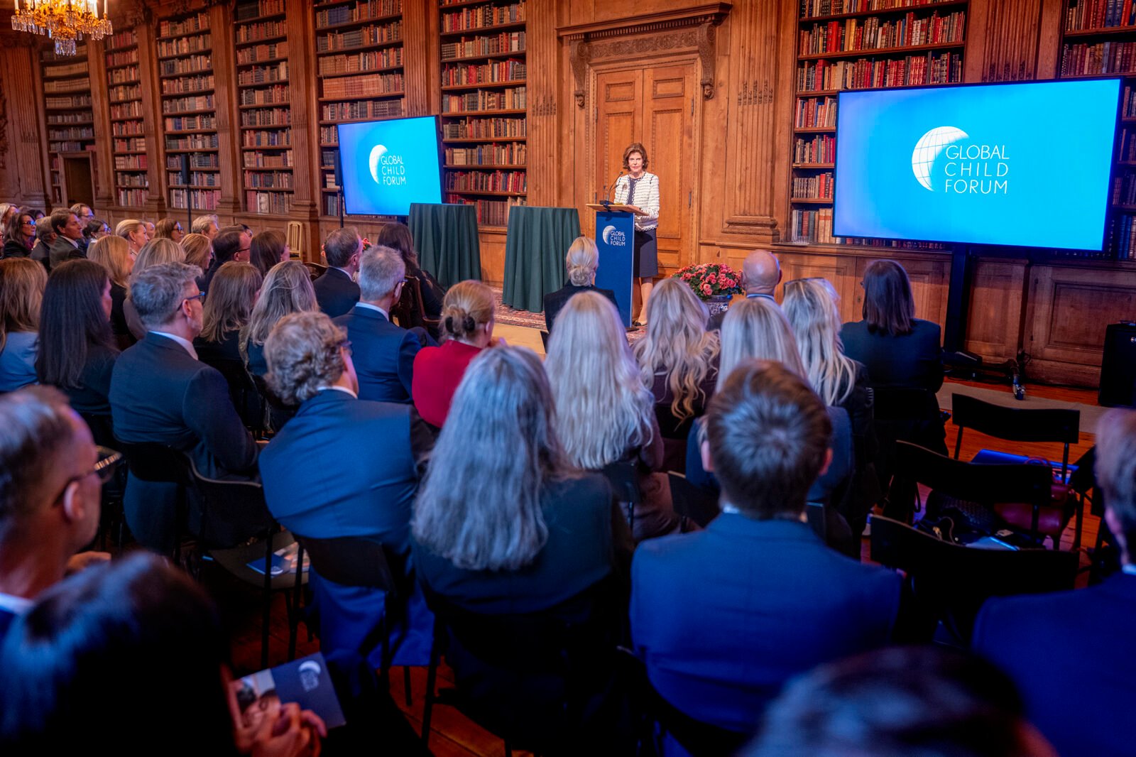 Her Majesty Queen Silvia of Sweden delivers the closing keynote at Global Child Forum, held at Stockholm’s Royal Palace on 13 October 2026. Photo credit: Jonas Borg, Global Child Forum
