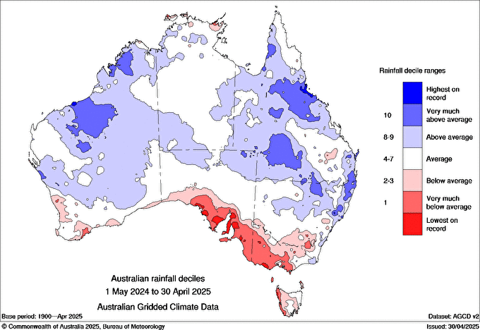 Rainfall Deciles May 2024–April 2025