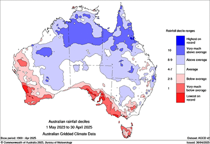 Rainfall Deciles May 2024–April 2025
