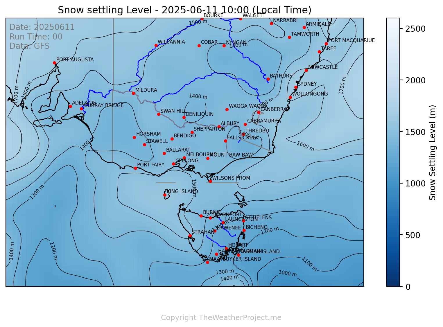 Snow Settling Level SE Aus