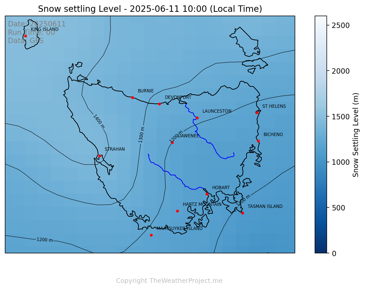 Snow Settling Level Tasmania