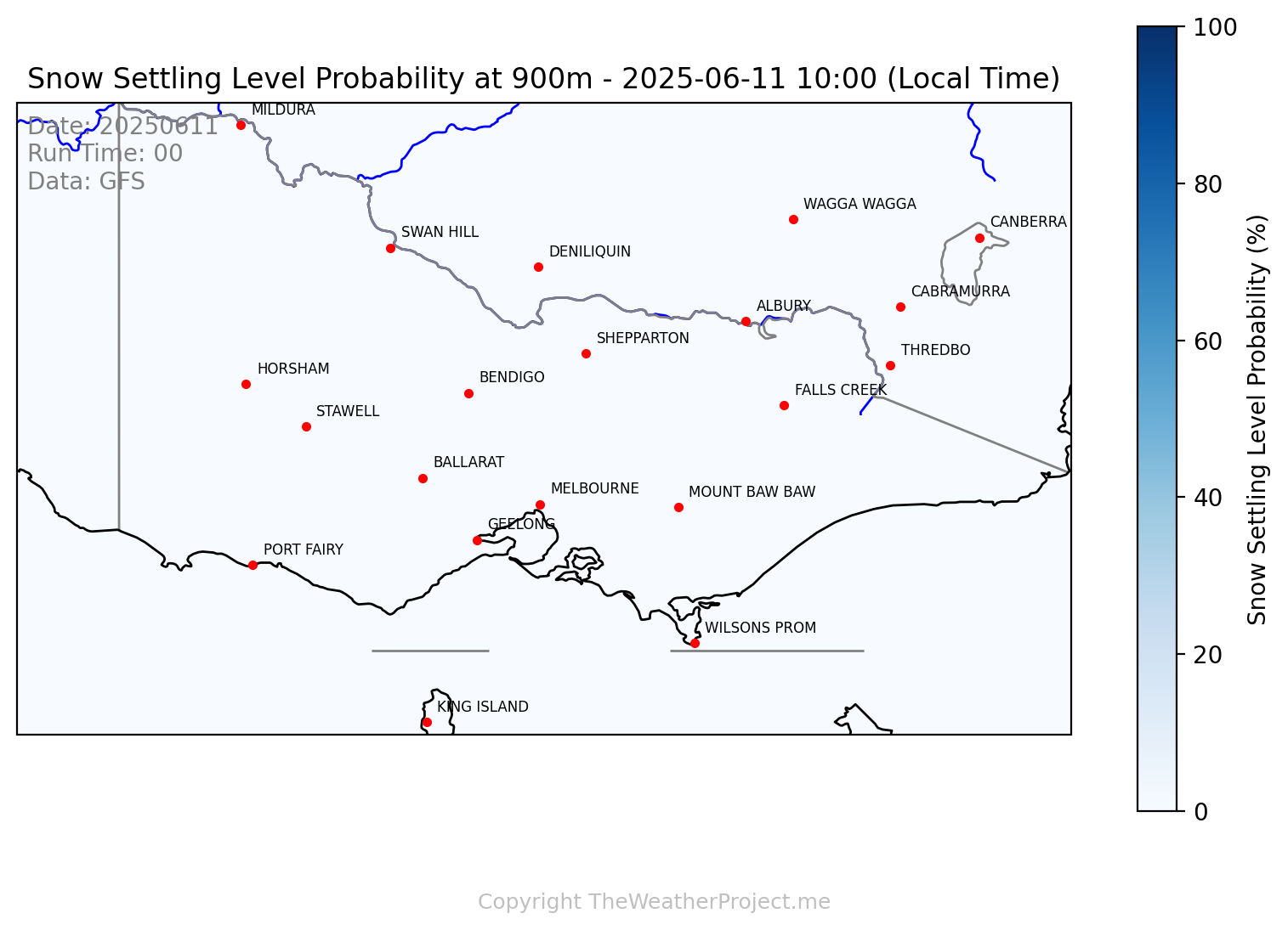 Snow Settling Probability @ 900m Victoria