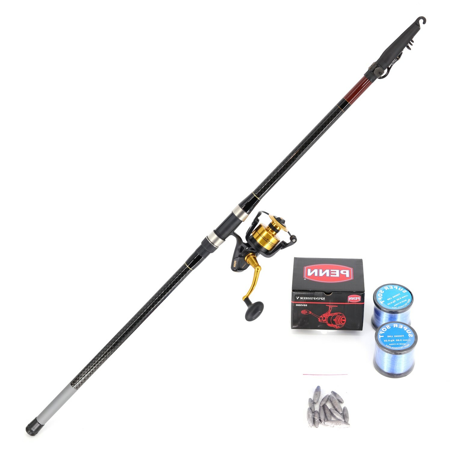 Shore Fishing (Pilot 4.5m and Penn V5500 including Nylon line with rigs and sinkers and snap swivels) Combo