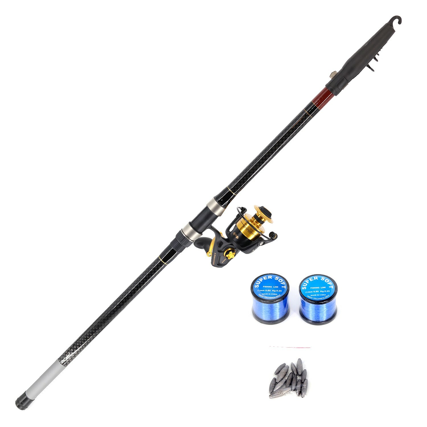 Shore Fishing (Pilot 5.4m and Penn V5500 including Nylon line with rigs and sinkers and snap swivels) Combo