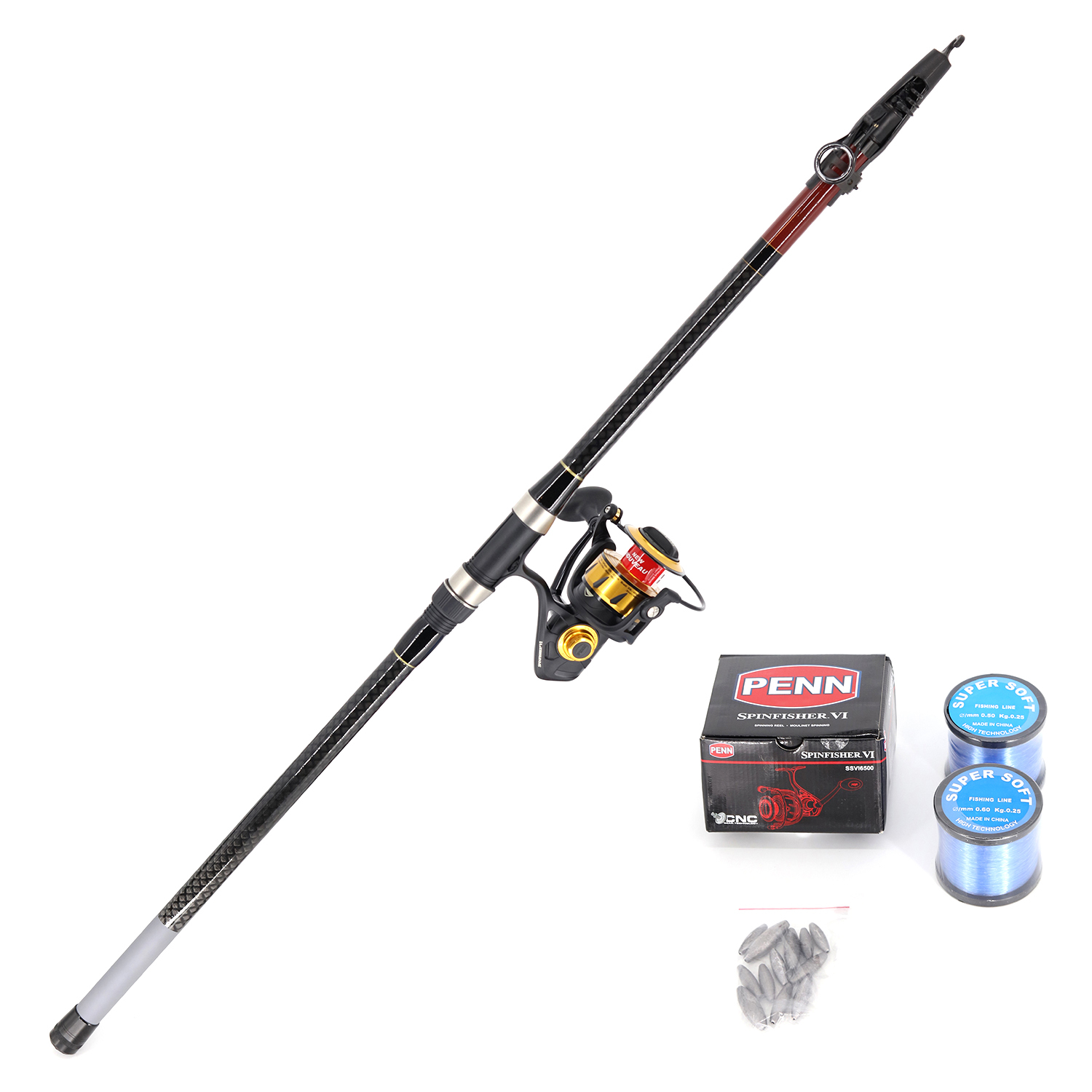 Shore Fishing (Pilot 3.9m and Penn VI 6500 including Nylon line with rigs and sinkers and snap swivels) Combo