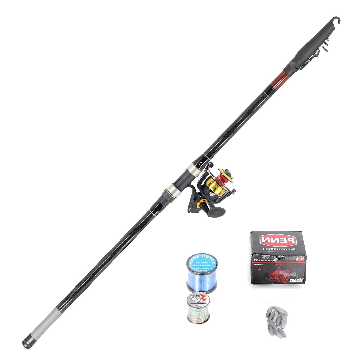 Shore Fishing (Pilot 5.4m and Penn VI 6500 including braid and mono line with rigs and sinkers and snap swivels) Combo