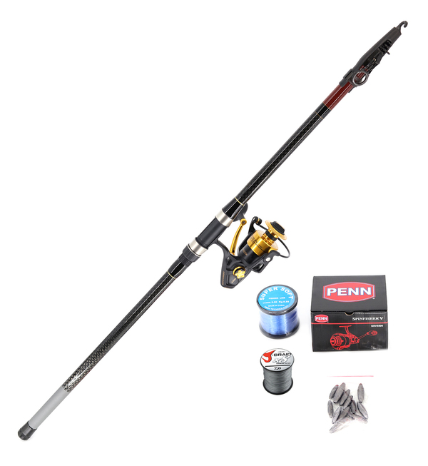 Shore Fishing (Pilot 4.2m and Penn V5500 including braid and mono line with rigs and sinkers and snap swivels) Combo