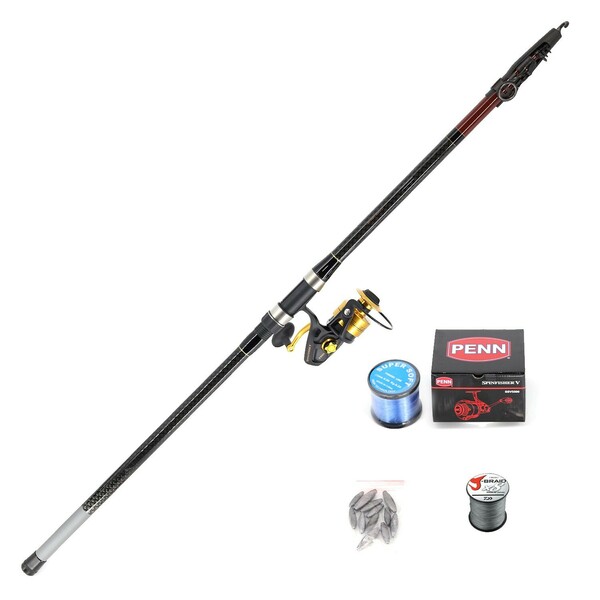 Shore Fishing (Pilot 4.5m and Penn V5500 including braid and mono line with rigs and sinkers and snap swivels) Combo