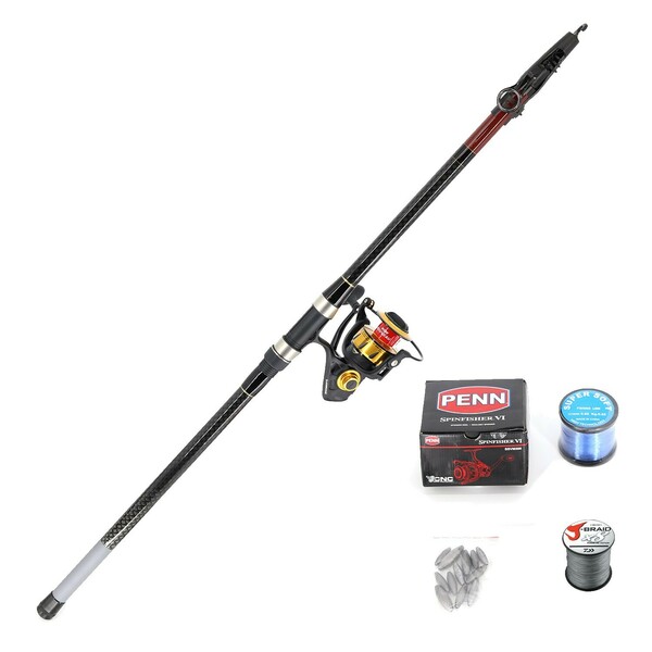 Shore Fishing (Pilot 3.9m and Penn VI 6500 including braid and mono line with rigs and sinkers and snap swivels) Combo