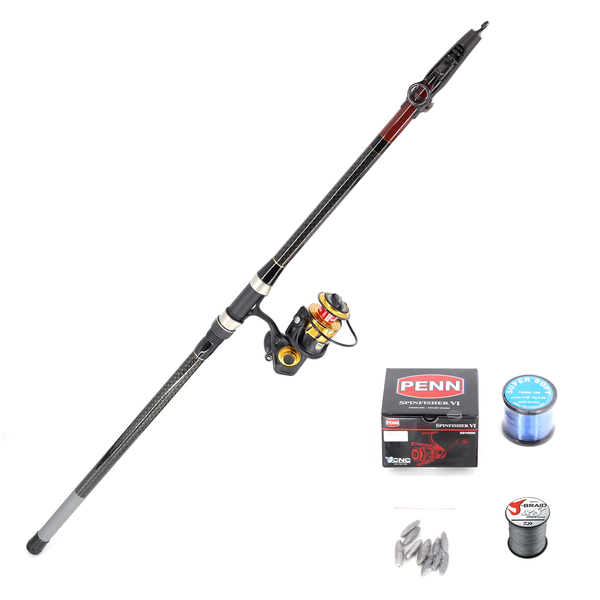 Shore Fishing (Pilot 4.2m and Penn VI 5500 including braid and mono line with rigs and sinkers and snap swivels) Combo