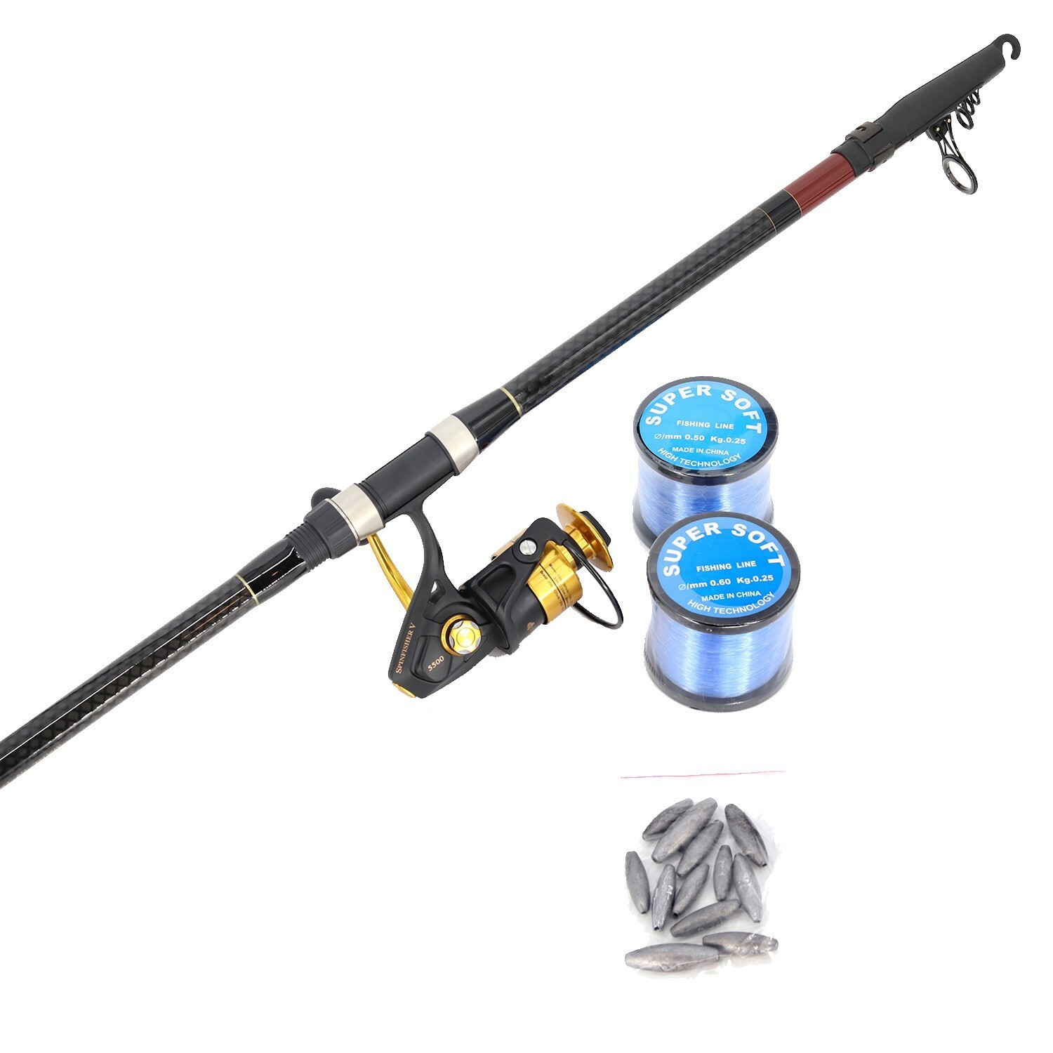 PILOT & PENN - SHORE FISHING COMBO - ROD 3.9M & REEL V5500 WITH TACKLE