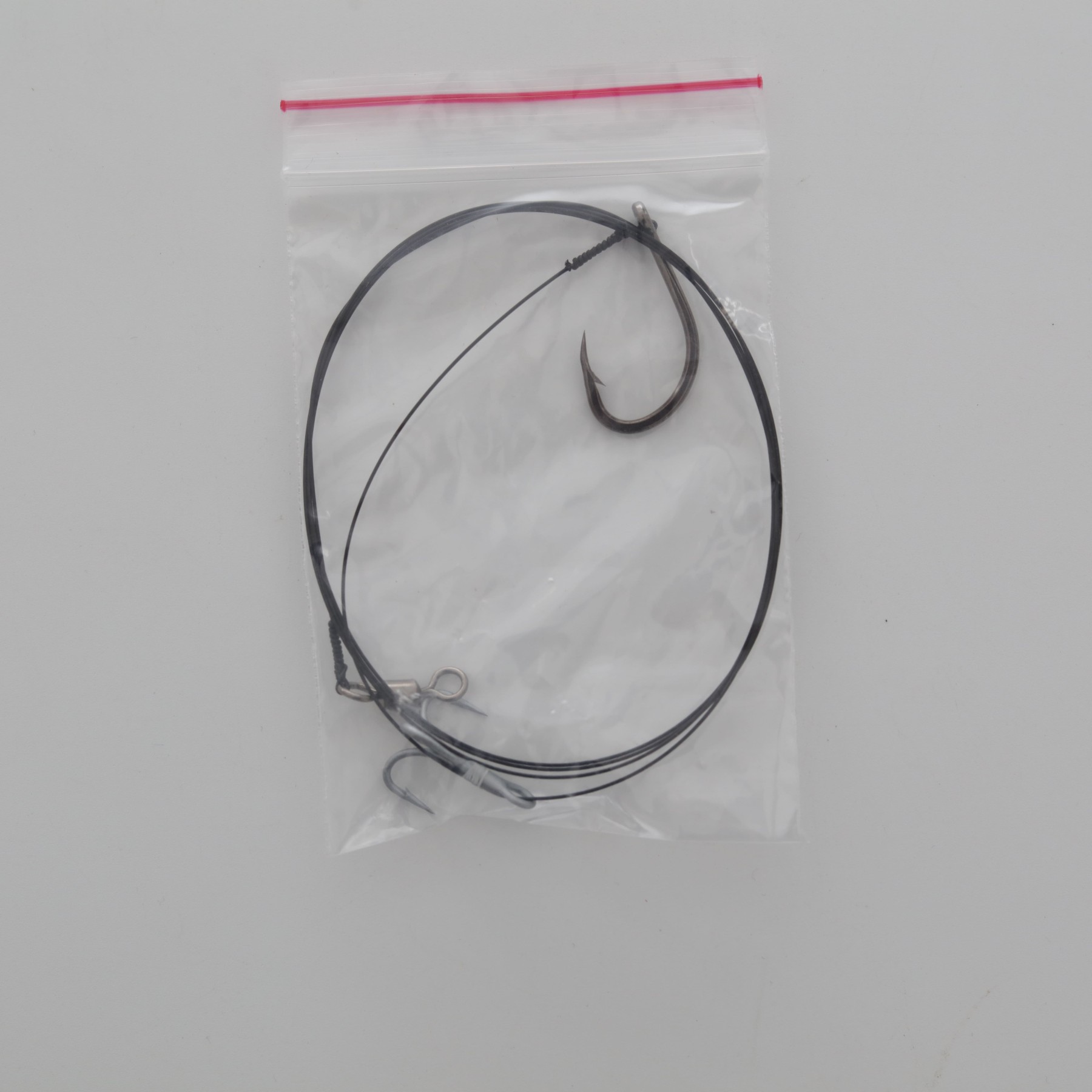 American Wire Double Hooks Fishing Rig - Single Hook Size 0/6 and Treble Hook Size 4