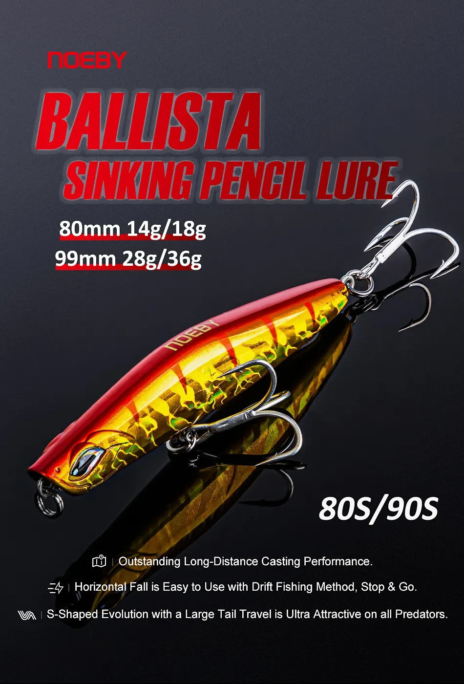 NOEBY - SINKING PENCIL FISHING LURE 28G - 13