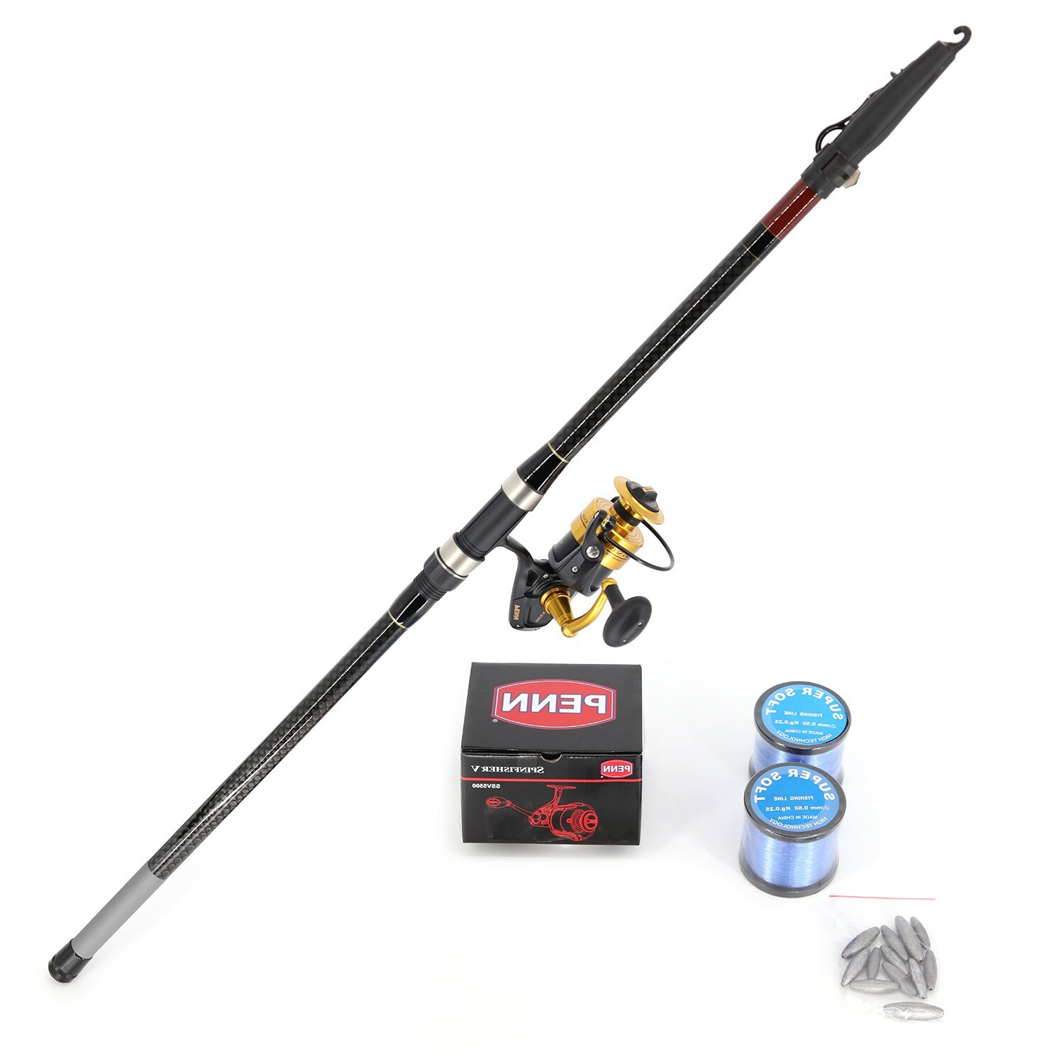 PILOT & PENN - SHORE FISHING COMBO - ROD 4.2M & REEL V5500 WITH TACKLE