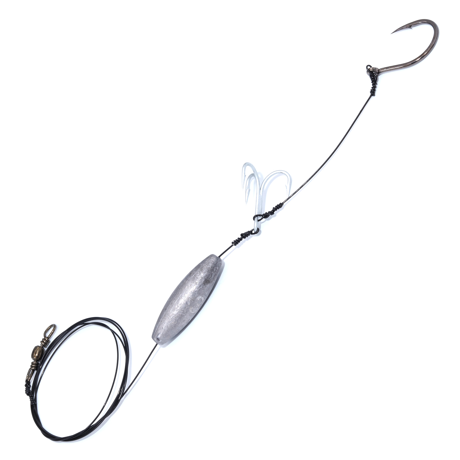 ضفيرة صيد واير أمريكي مع خطافين وثقال - مقاس 0/10 - 90 ال بي