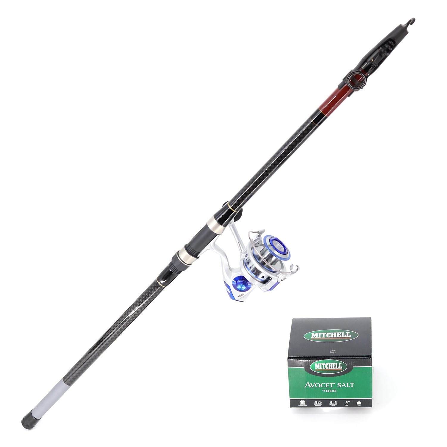 كومبو صيد على الشاطئ - بايلوت و ميتشل - قصبة 3.9m و بكرة 7000 ومعدات صيد السمك