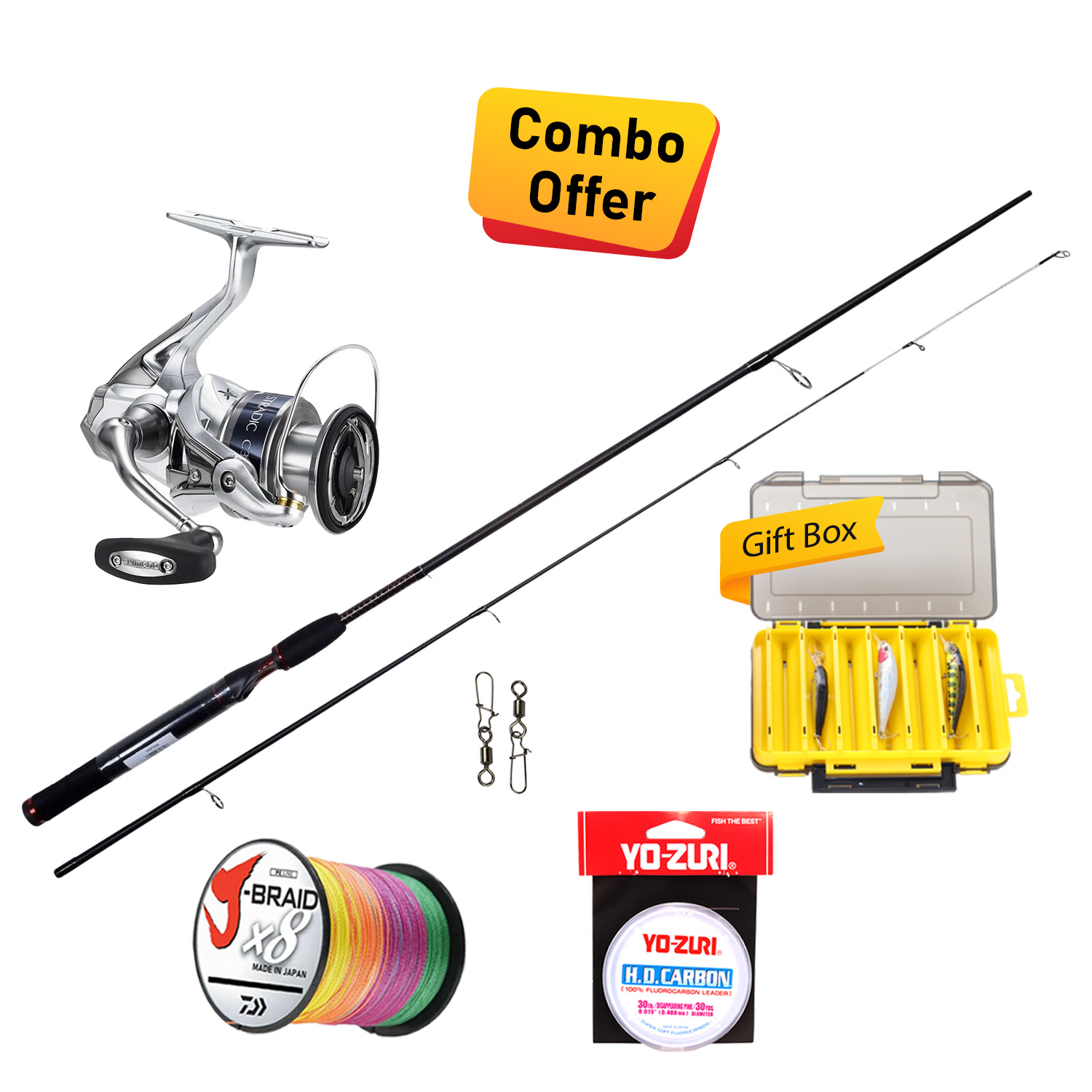 Shakespeare & Shimano - Casting Fishing Combo - Ugly Stik GX2 Rod 2.7m & Stradic Reel 4000XG with Fishing Tackle