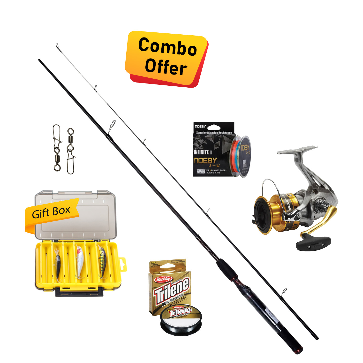 Shakespeare & Shimano - Casting Fishing Combo - Ugly Stik GX2 Rod 2.7m & Sedona 4000 Reel with Fishing Tackle