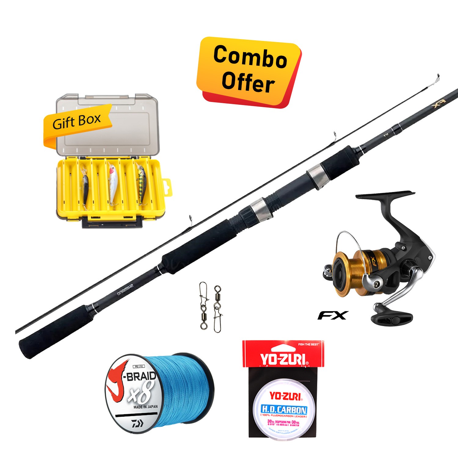 كومبو صيد كاستينج - شيمانو - قصبة FX XT 2.7 متر وبكرة FX 4000 مع معدات صيد