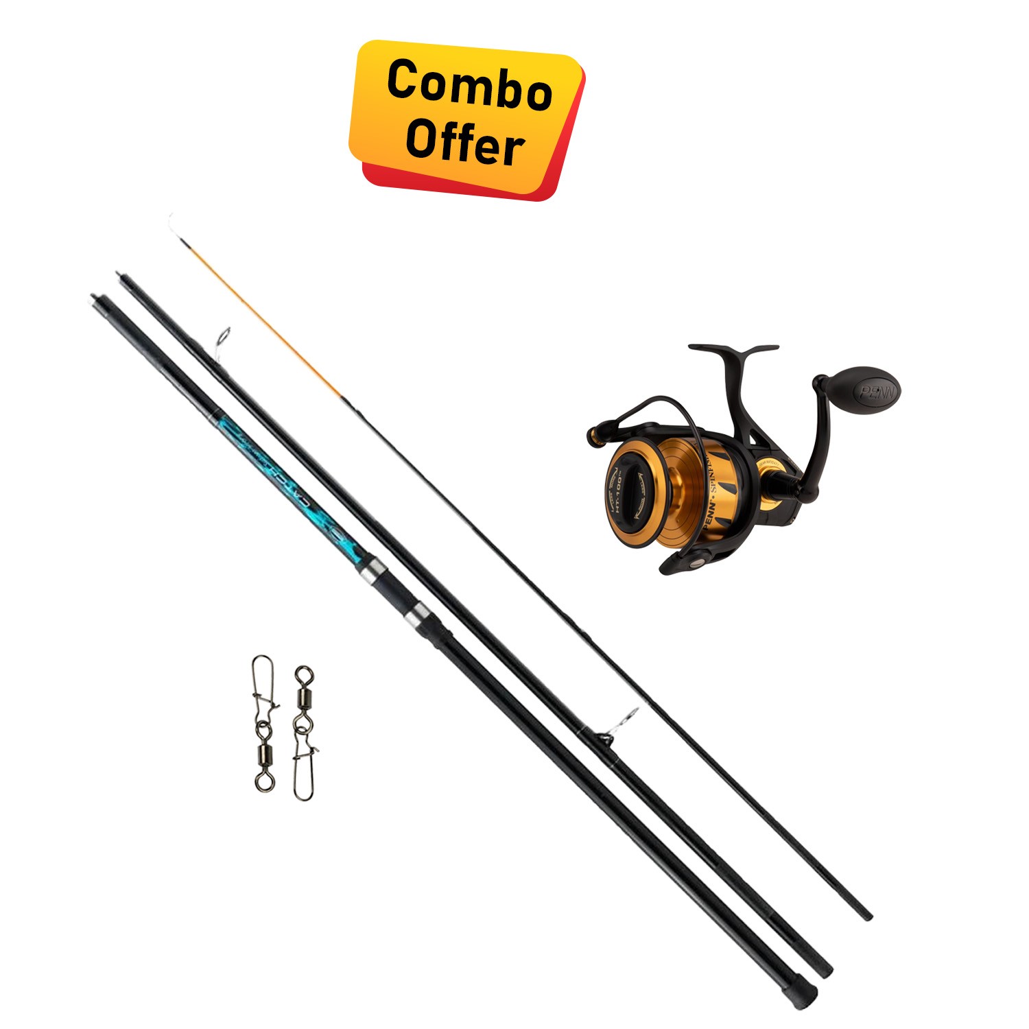 Mitchell & Penn - Shore Fishing Combo - Catch Rod 4.2m & Spinfisher VI 7500 Reel with Snap Swivels