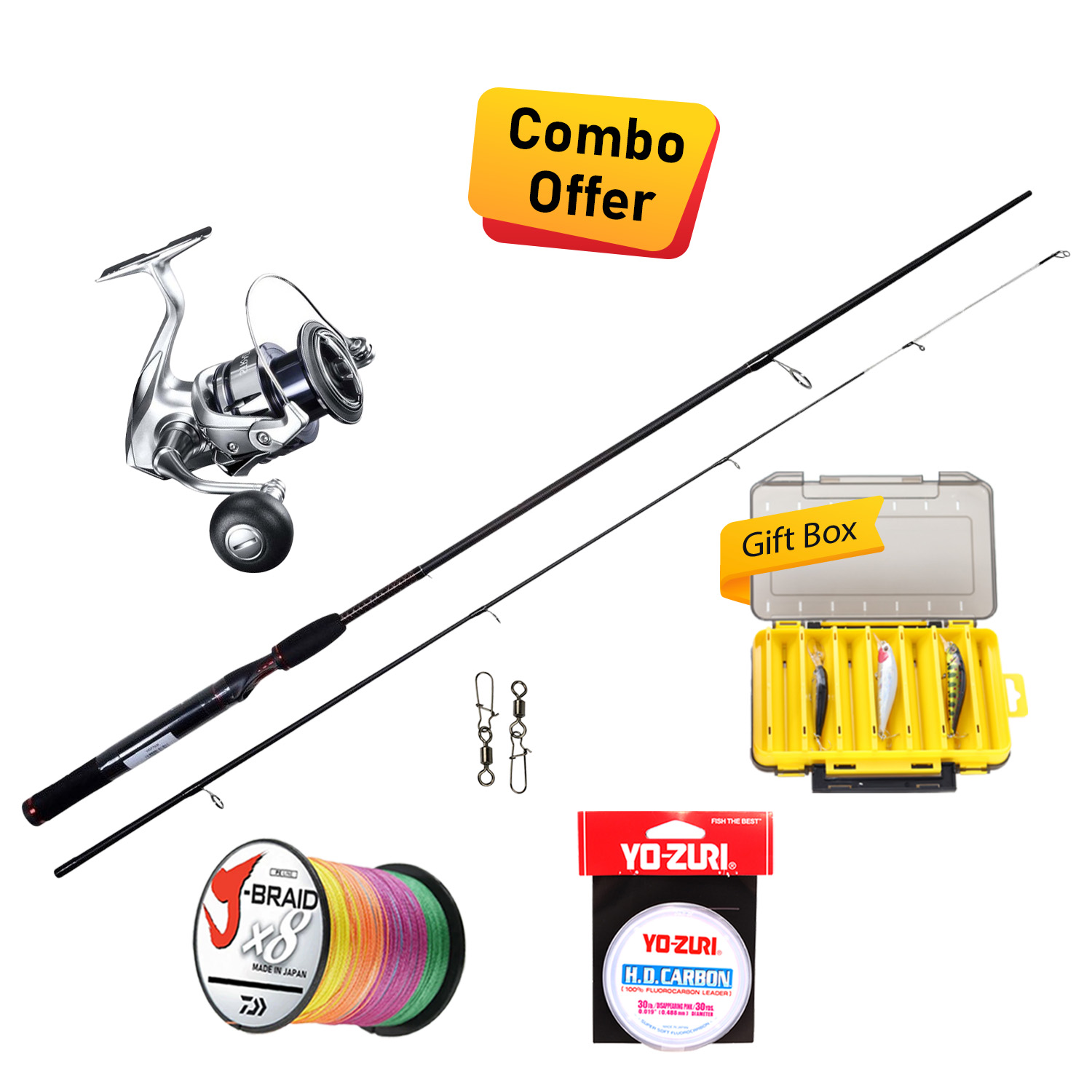 Shakespeare & Shimano - Casting Fishing Combo - Ugly Stik GX2 Rod 2.7m & Stradic Reel 5000XG with Fishing Tackle