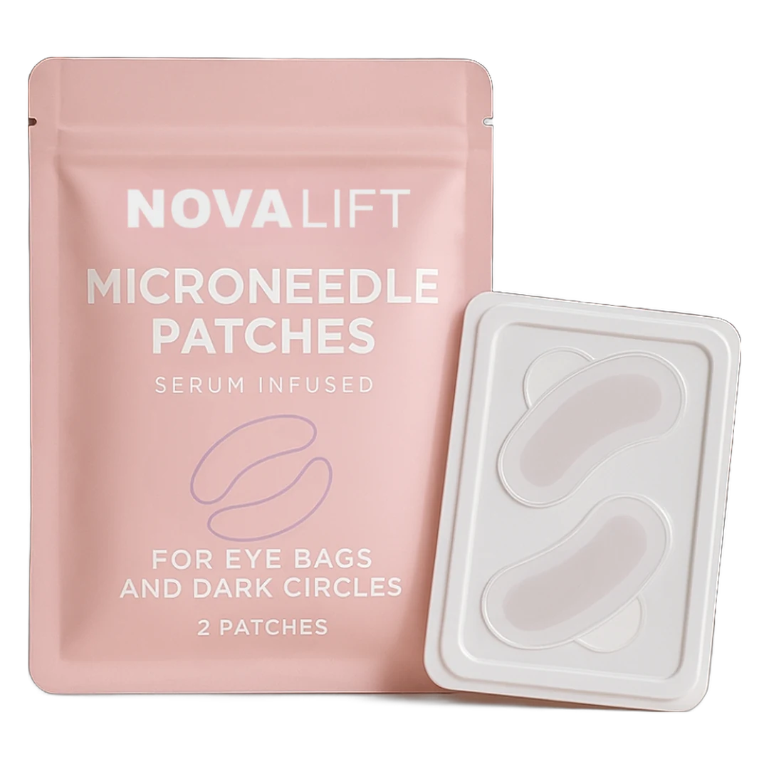 NovaLift MicroGlow Patches pouch and tray