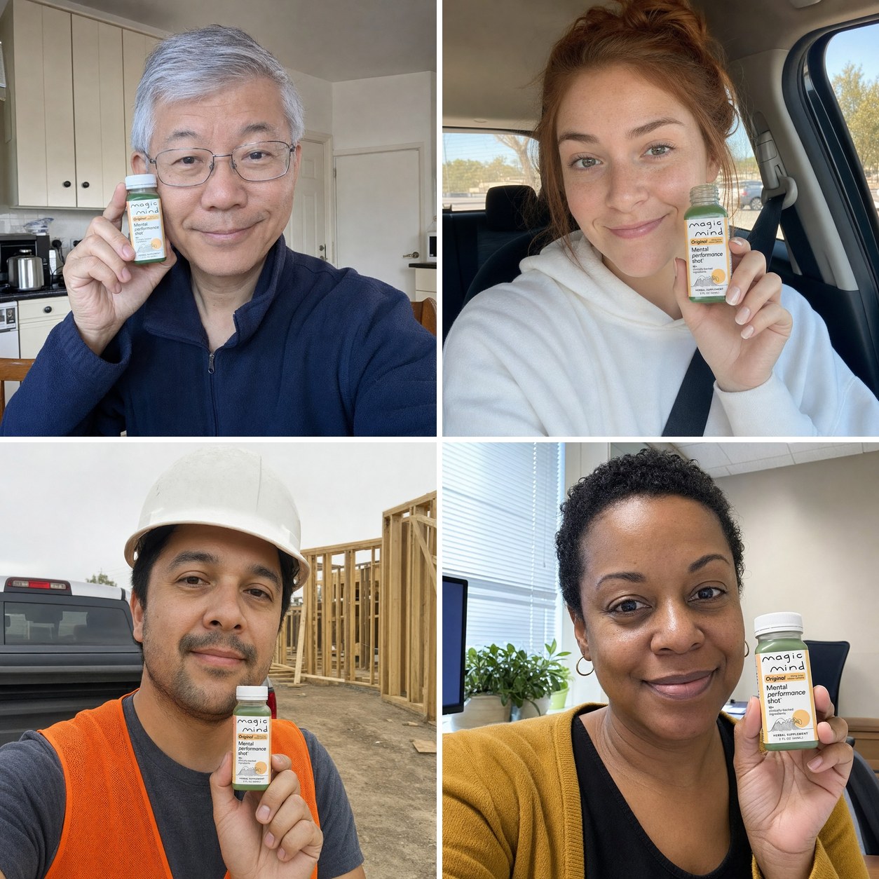 Four people holding Magic Mind Original shots