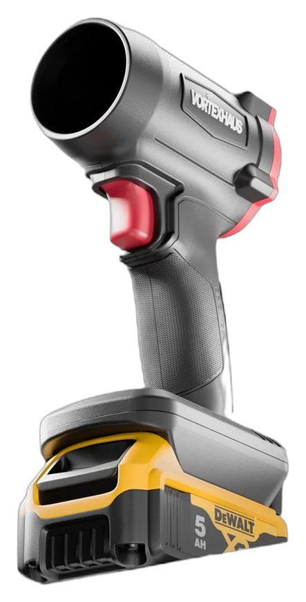 VortexHaus MACH cordless blower on a battery pack