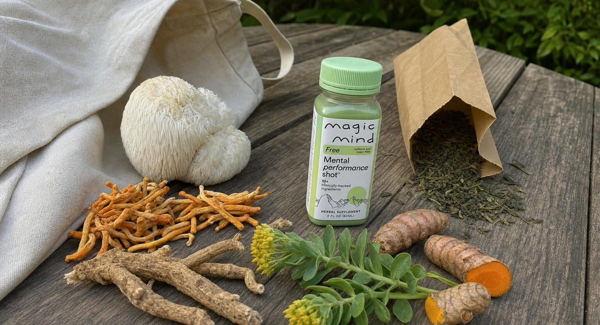Magic Mind FREE bottle with lion's mane, cordyceps, ashwagandha, turmeric and rhodiola