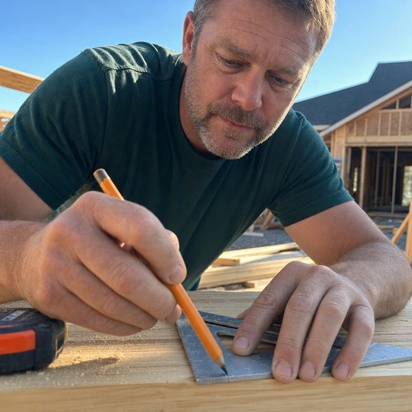 Marking a 2x4 against a speed square