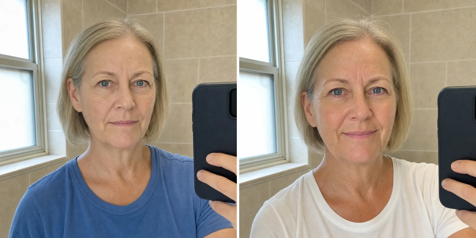 The same mirror and the same morning light, early on and a few months later