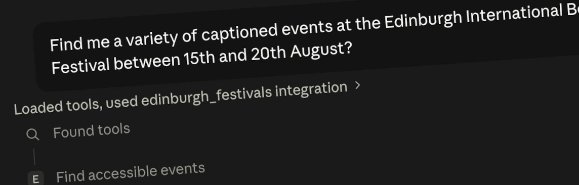 image of AI agent displaying event listings