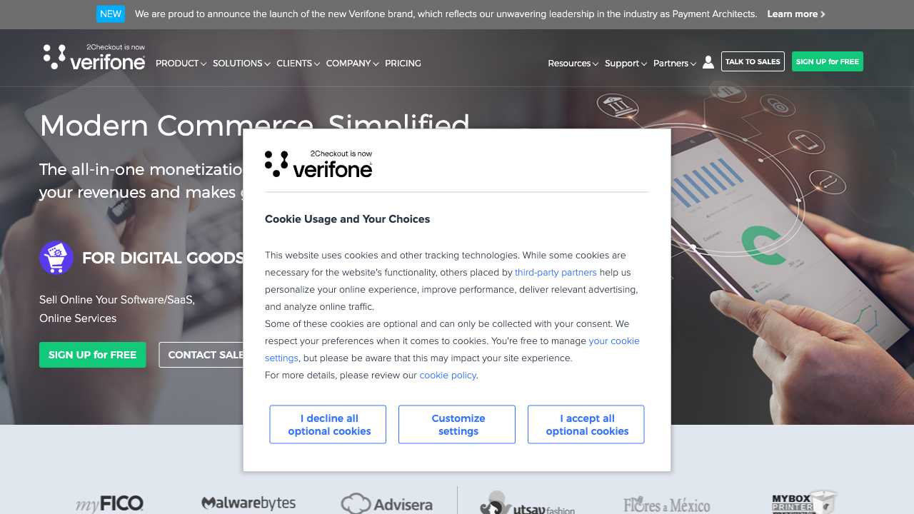 Screenshot of 2Checkout