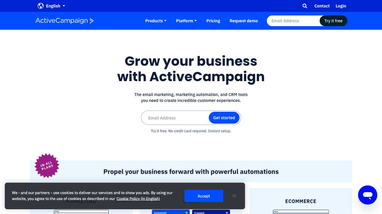 Screenshot of ActiveCampaign