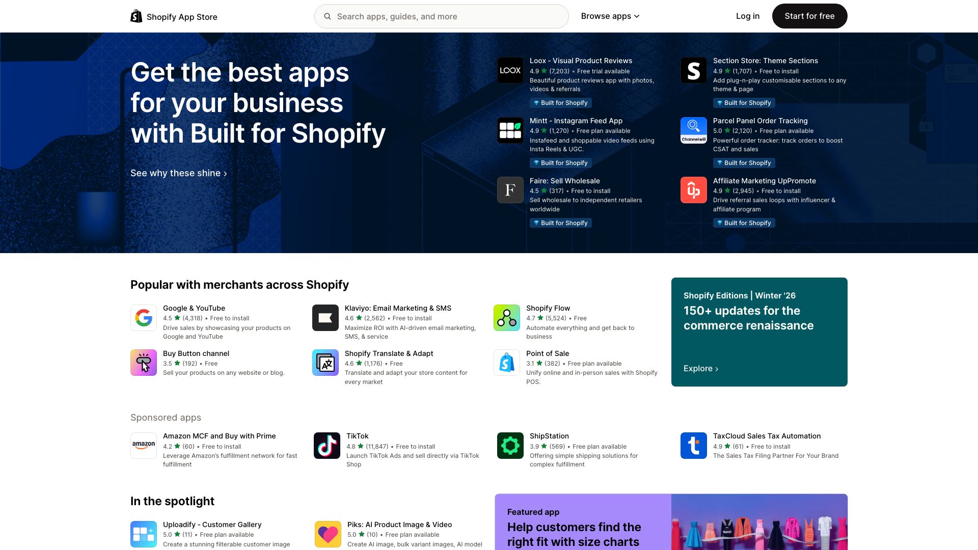 Screenshot of Shopify App Store