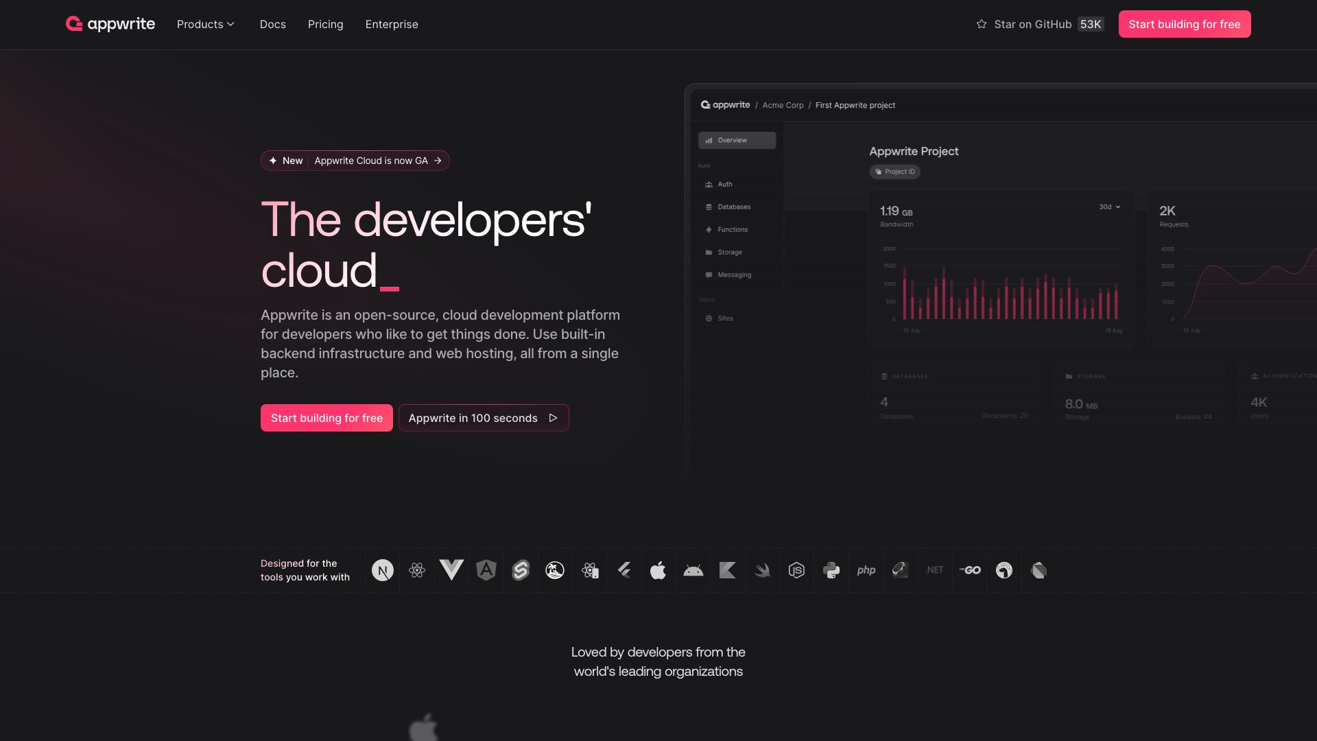 Screenshot of Appwrite: The Open-Source Backend-as-a-Service