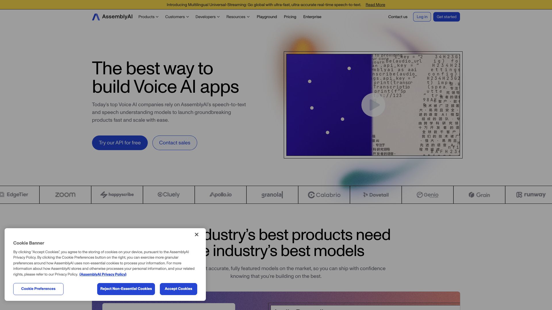 Screenshot of AssemblyAI