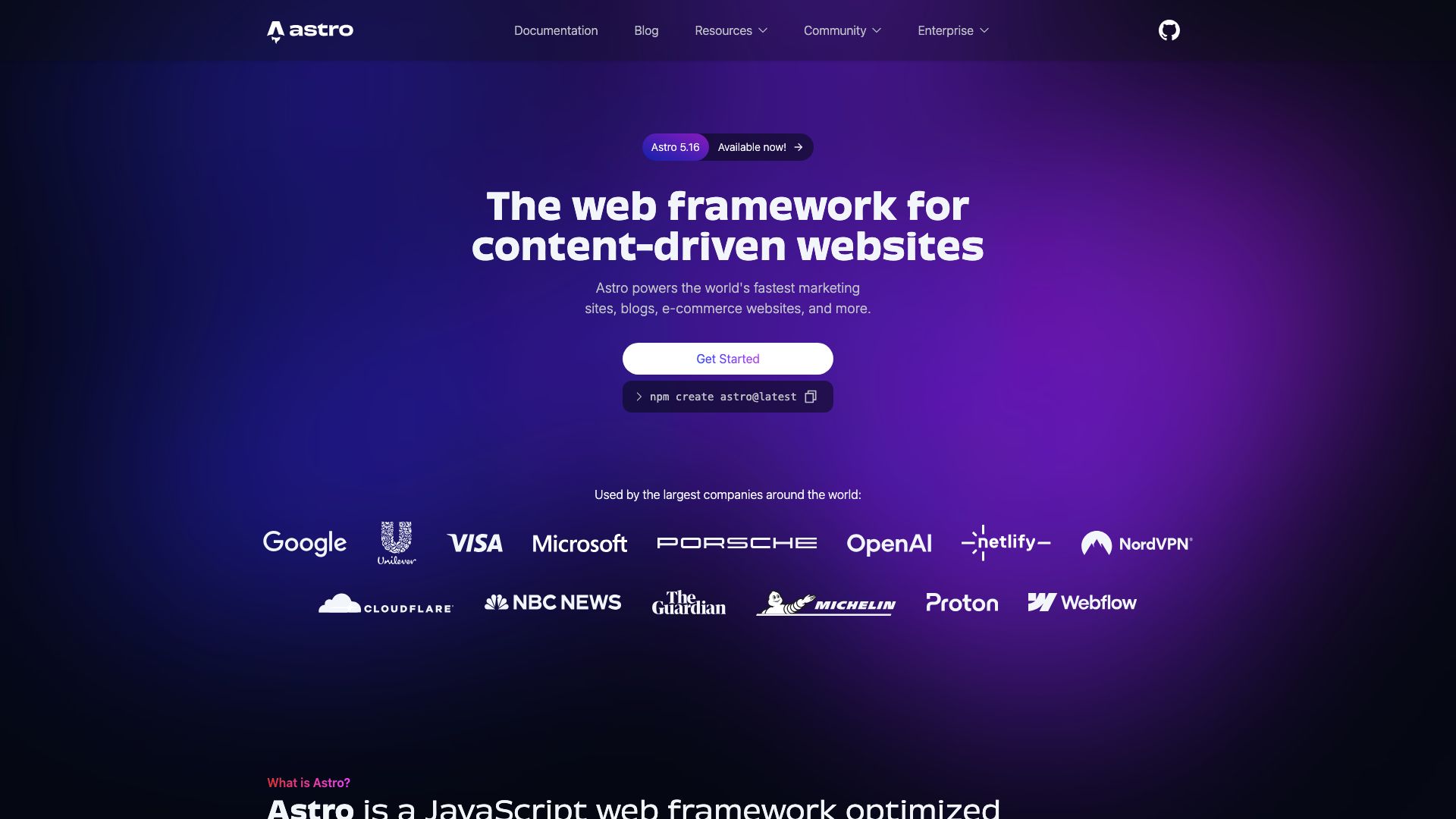 Screenshot of Astro: The Future of Web Development