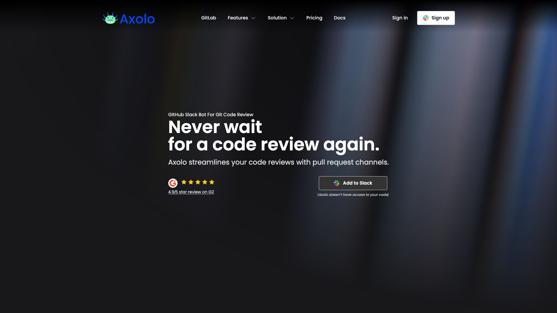 Screenshot of Axolo.co: AI-Powered Code Collaboration