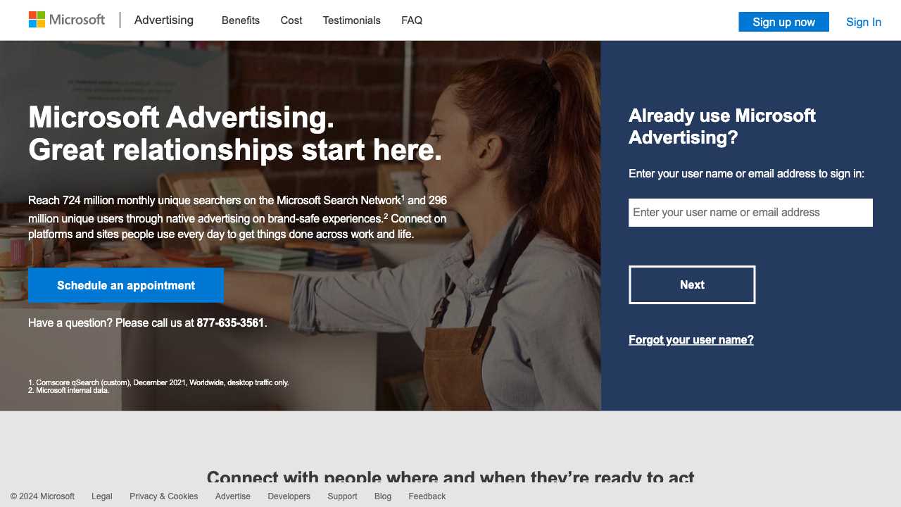 Screenshot of Bing Ads: Microsoft Advertising Platform