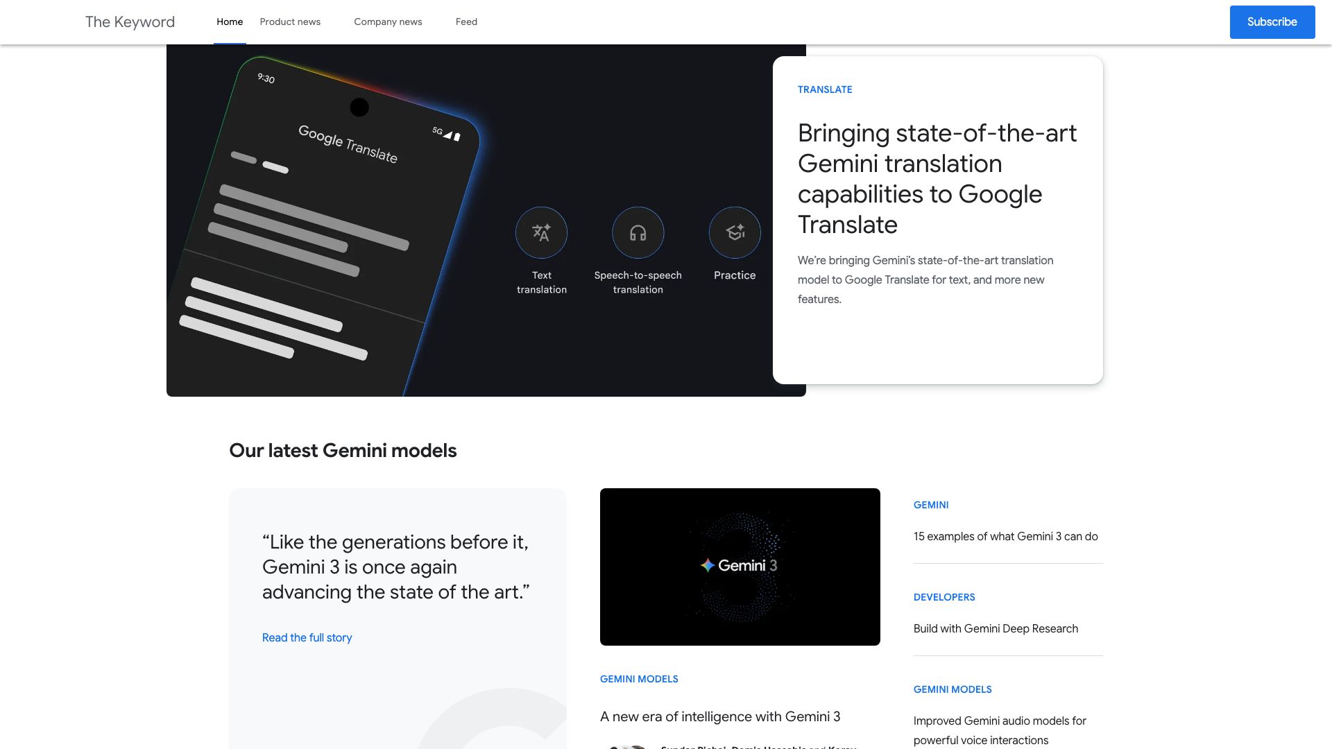 Screenshot of Google's Official Blog
