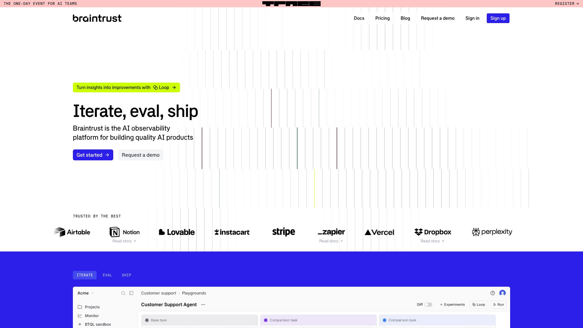 Screenshot of Braintrust Data: AI-Powered Customer Insights