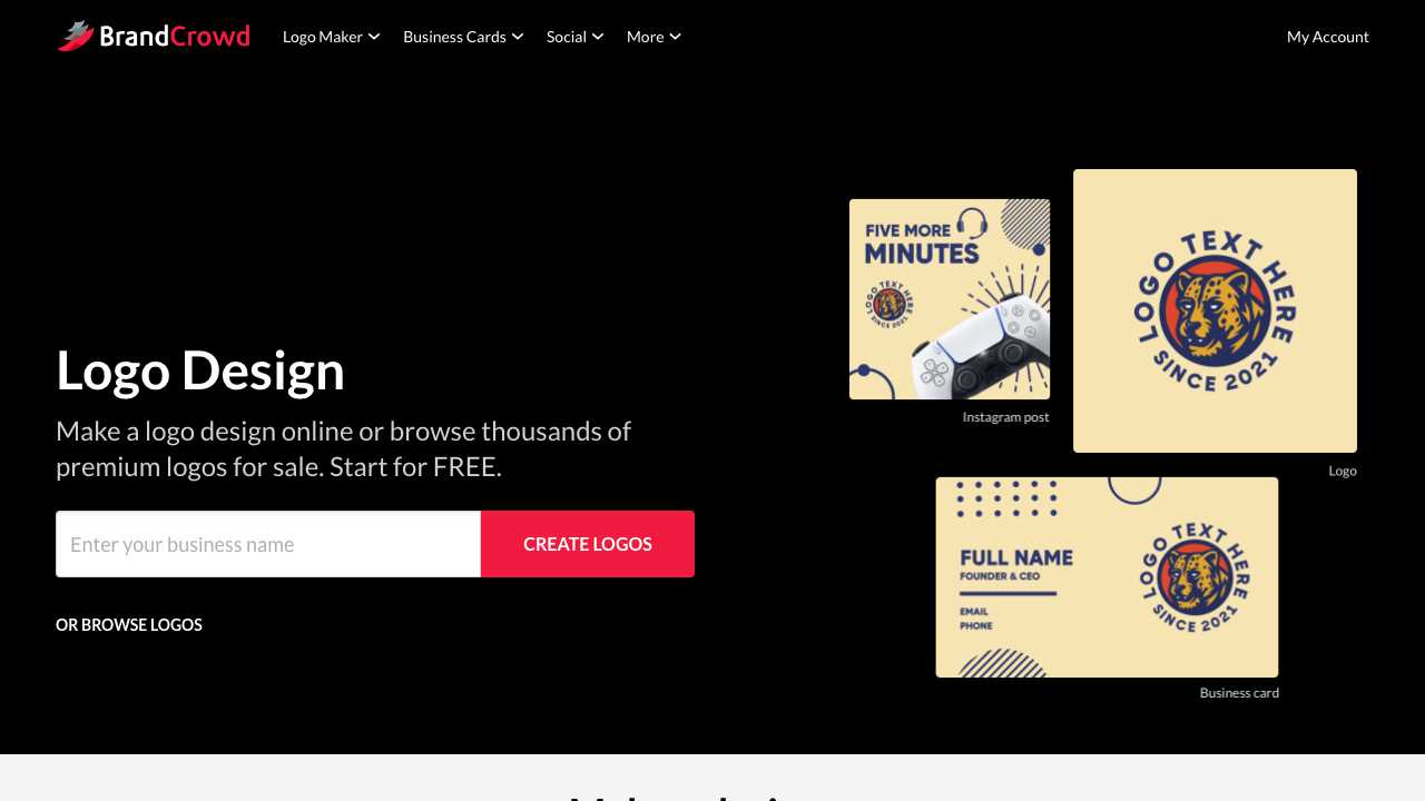 Screenshot of BrandCrowd: Visual Identity Solutions