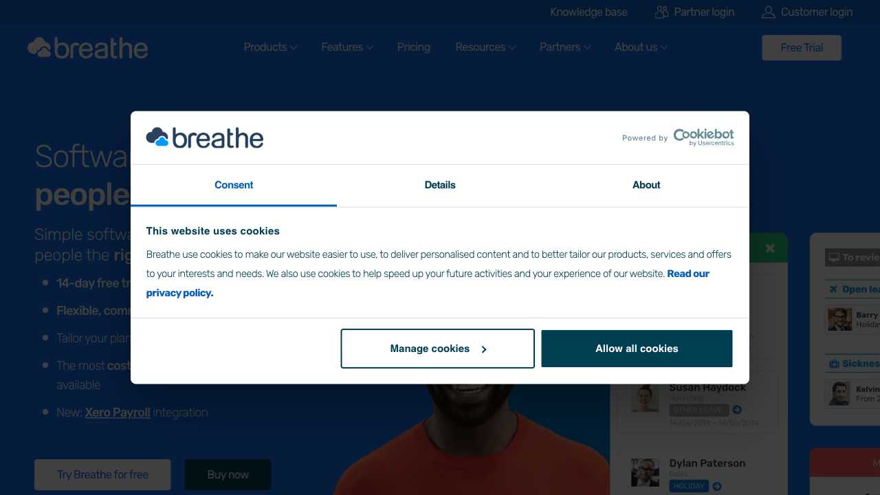 Screenshot of BreatheHR