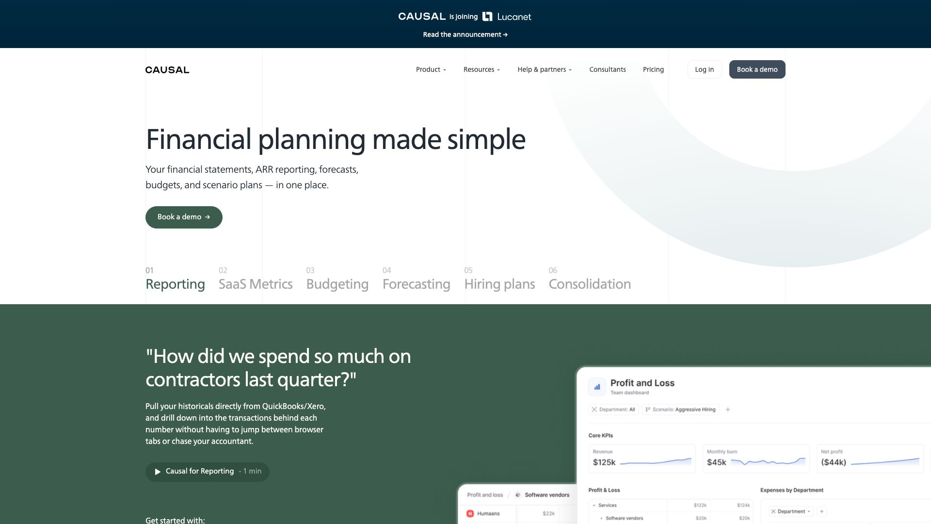 Screenshot of Causal.app: Effortless Financial Modeling