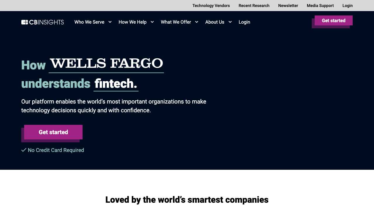 Screenshot of CB Insights | Tech Market Intelligence Platform