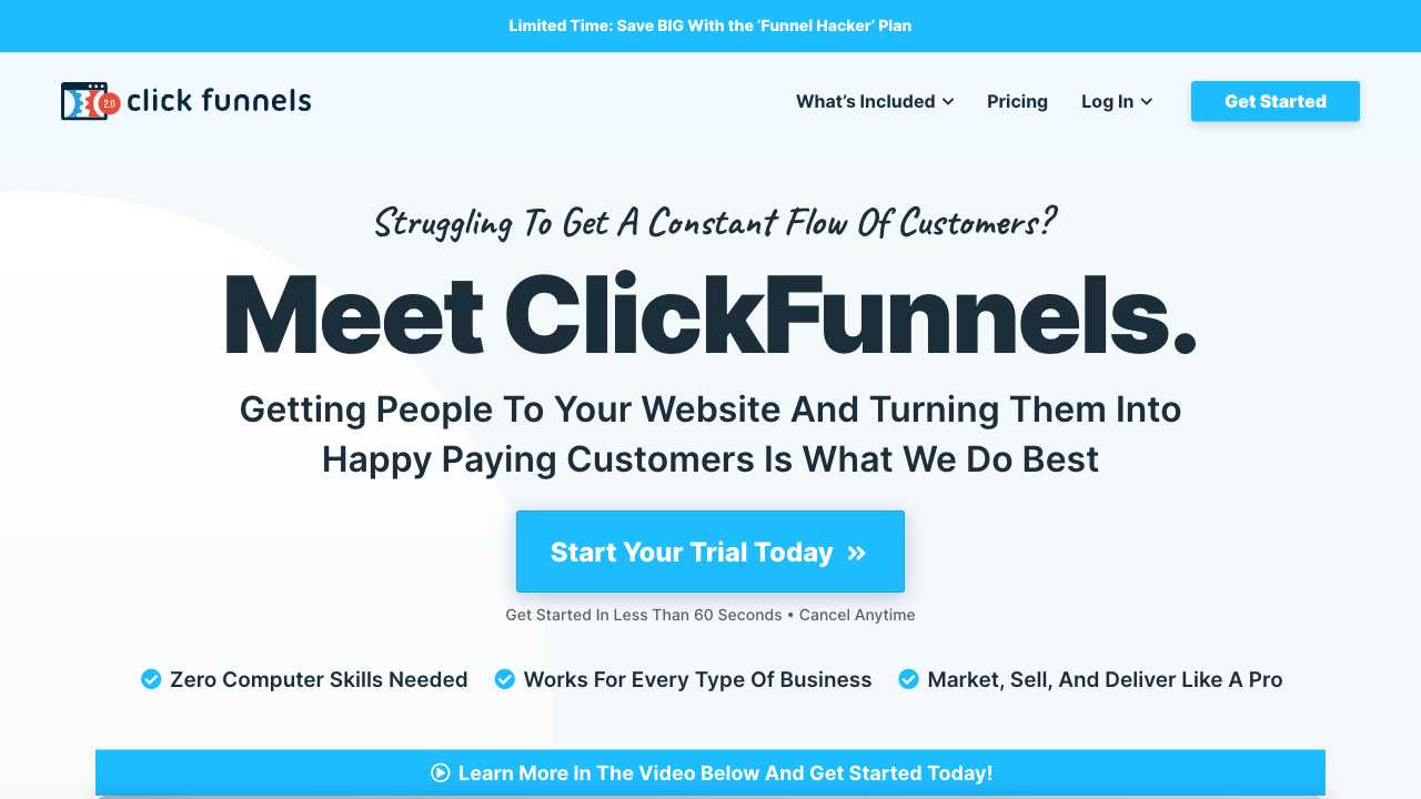 Screenshot of ClickFunnels: The World's Leading Sales Funnel and Landing Page Builder